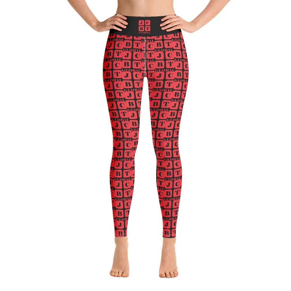Yoga Leggings "2021-0181 Black (Red Logo)"