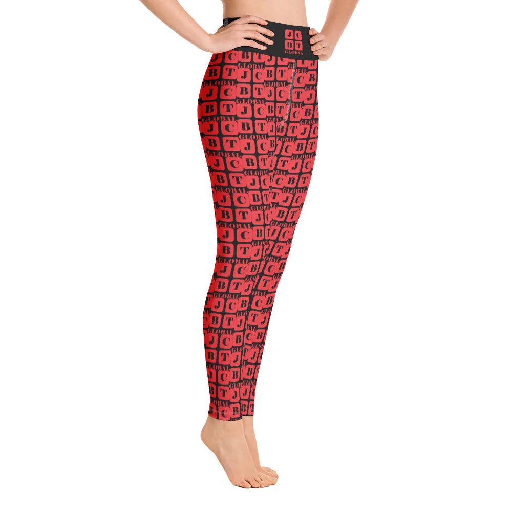 Yoga Leggings "2021-0181 Black (Red Logo)"