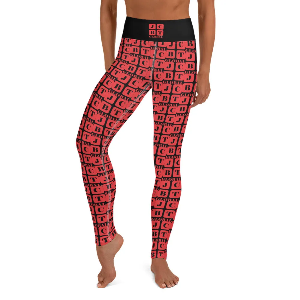 Yoga Leggings "2021-0181 Black (Red Logo)"