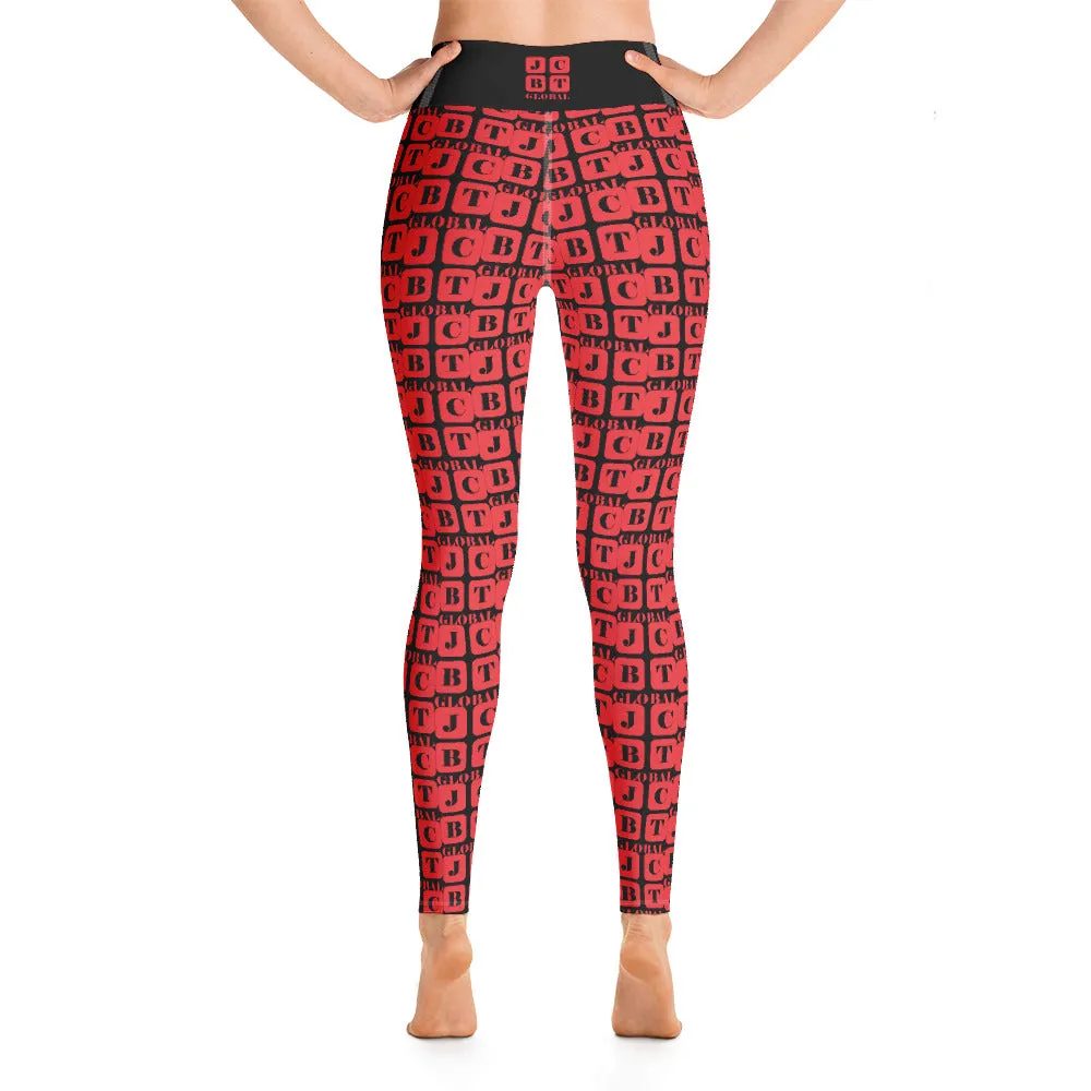 Yoga Leggings "2021-0181 Black (Red Logo)"