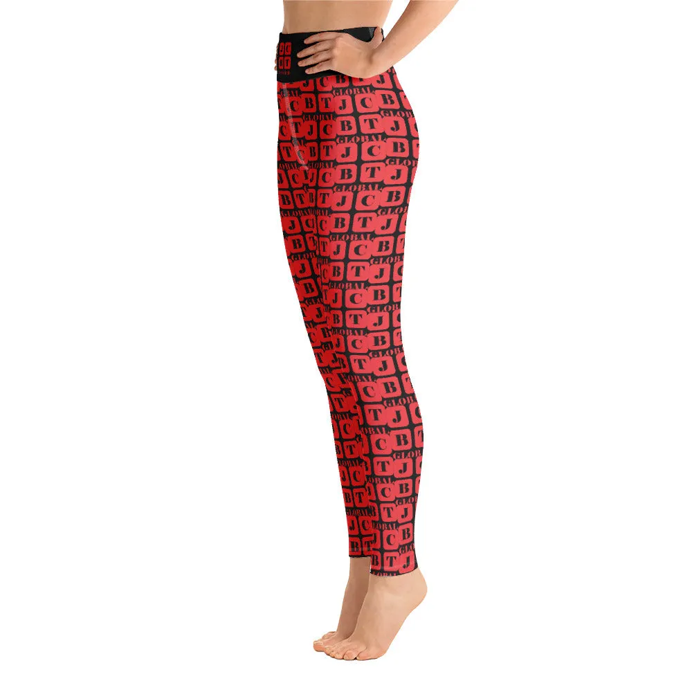 Yoga Leggings "2021-0181 Black (Red Logo)"