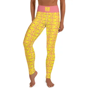 Yoga Leggings "2021-0211 Pink (Yellow Logo)"