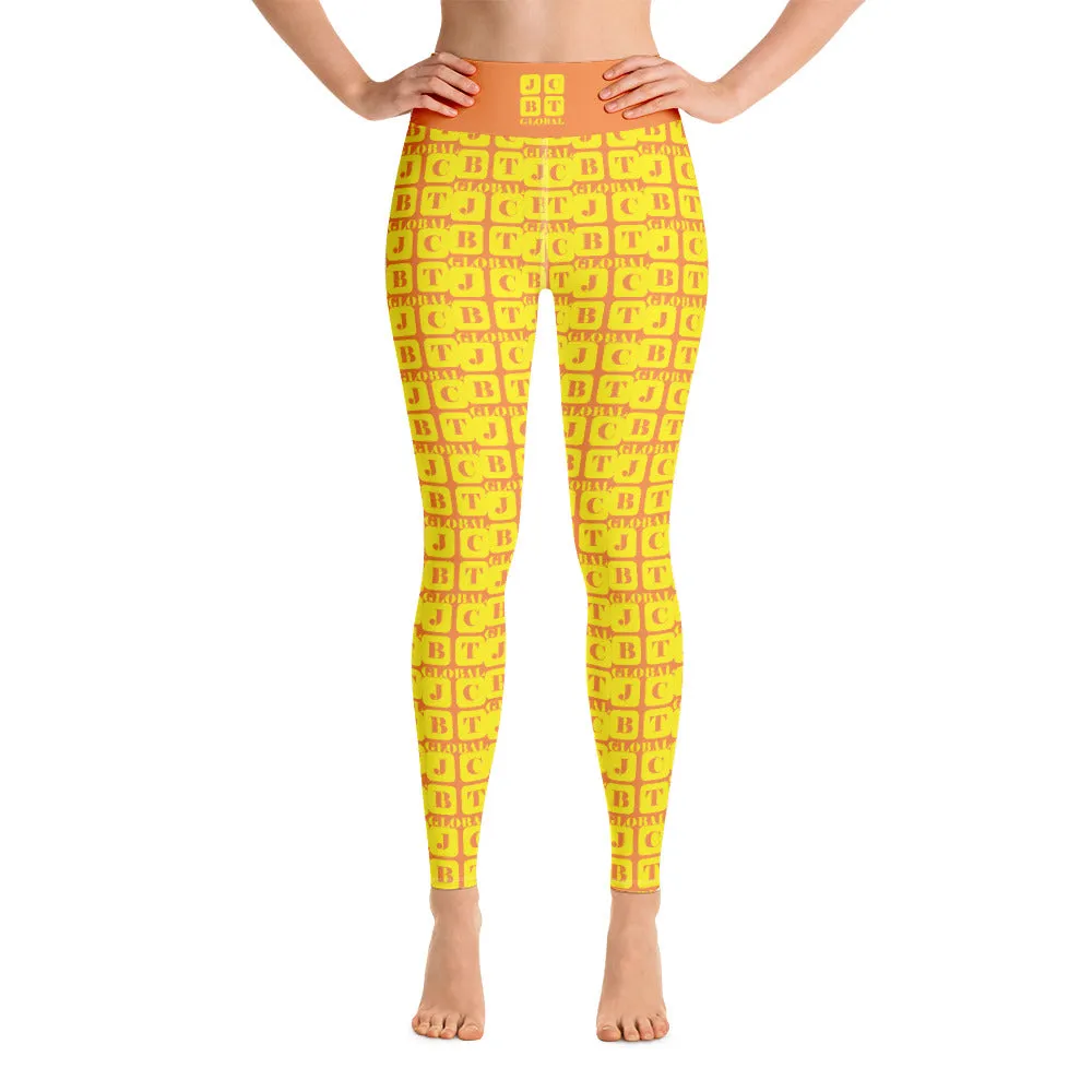 Yoga Leggings "2021-0221 Orange (Yellow Logo)"