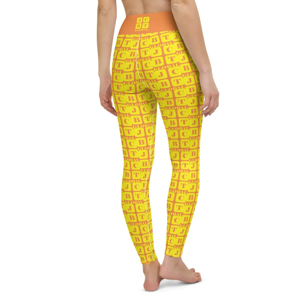 Yoga Leggings "2021-0221 Orange (Yellow Logo)"