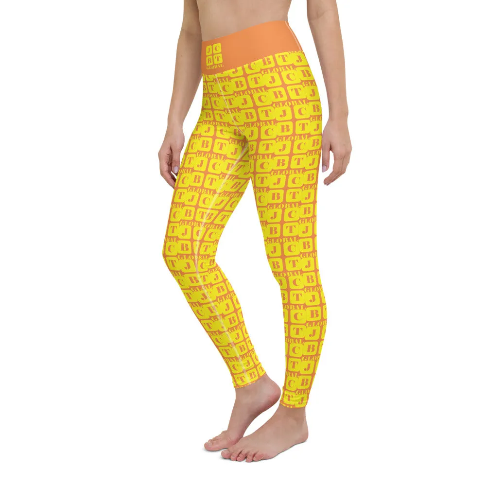 Yoga Leggings "2021-0221 Orange (Yellow Logo)"