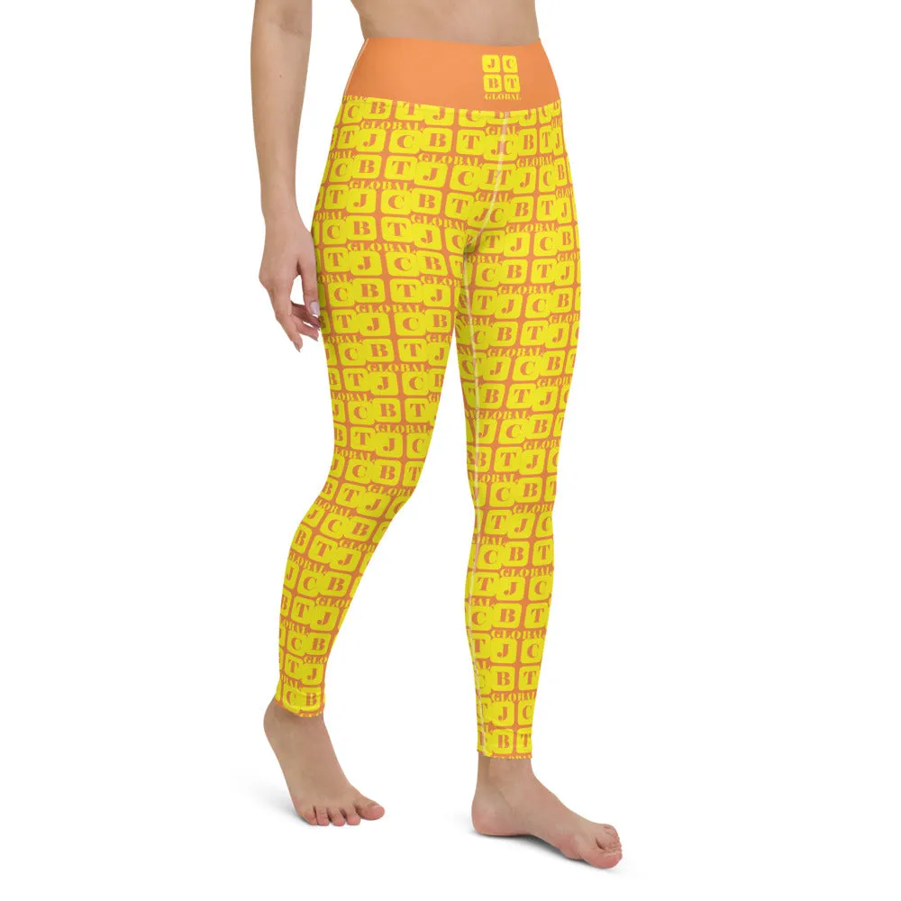 Yoga Leggings "2021-0221 Orange (Yellow Logo)"