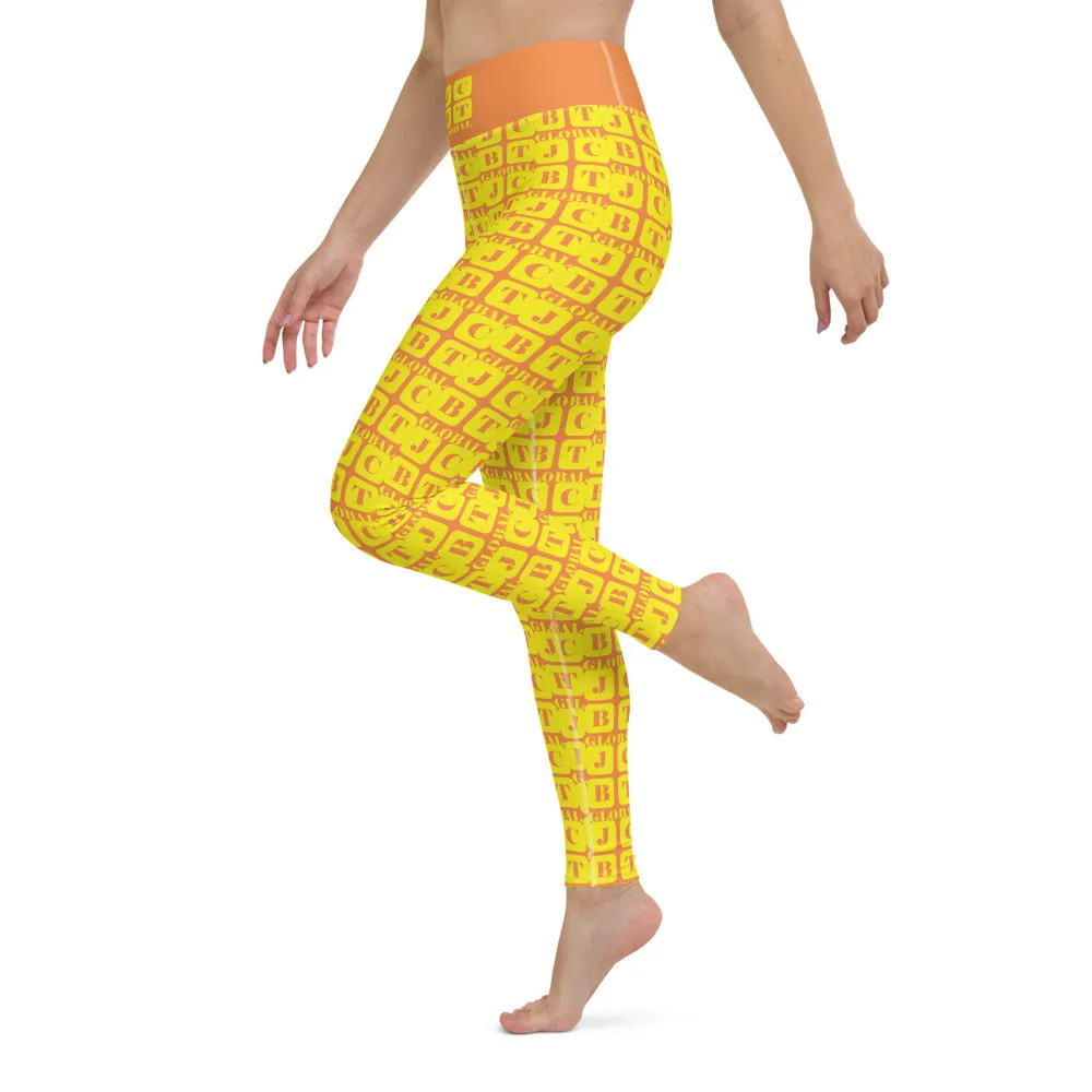 Yoga Leggings "2021-0221 Orange (Yellow Logo)"