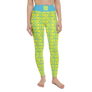 Yoga Leggings "2021-0241 Baby Blue (Yellow Logo)"