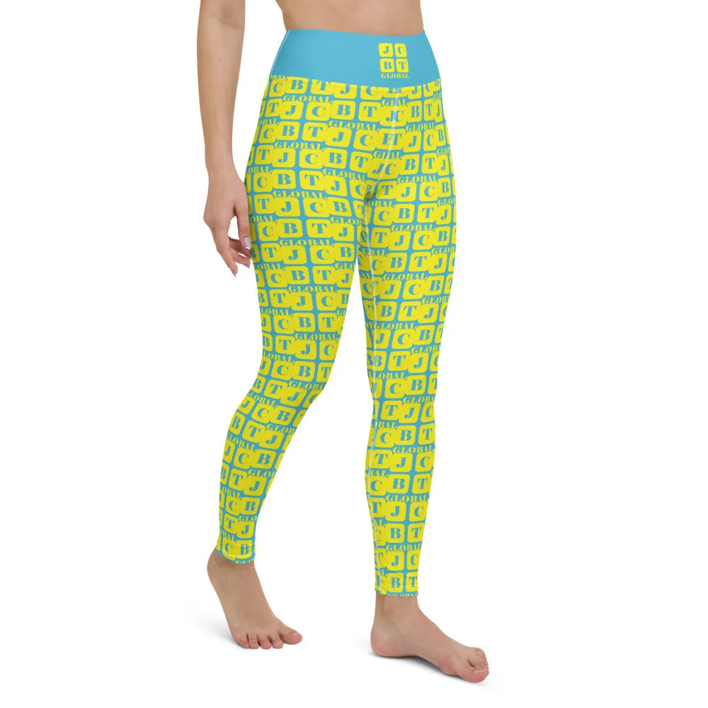 Yoga Leggings "2021-0241 Baby Blue (Yellow Logo)"