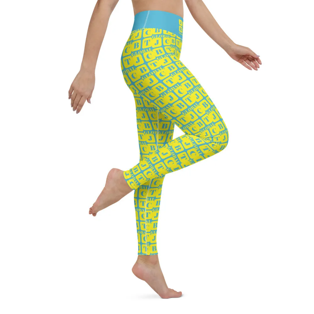 Yoga Leggings "2021-0241 Baby Blue (Yellow Logo)"
