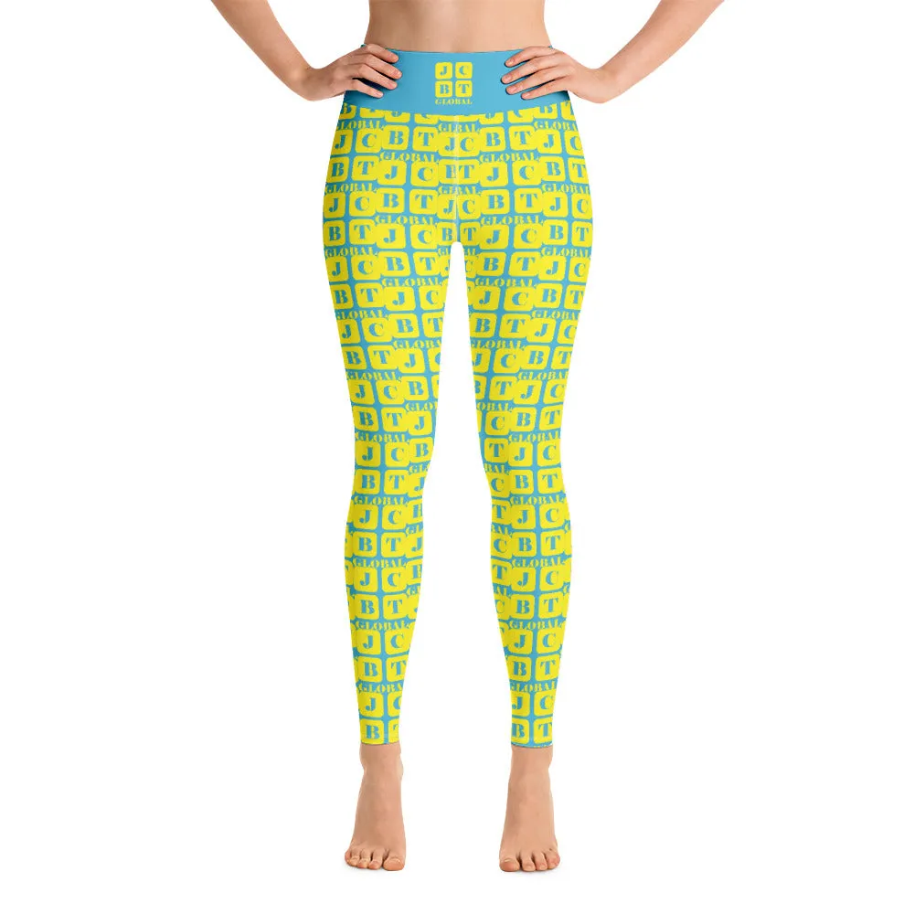 Yoga Leggings "2021-0241 Baby Blue (Yellow Logo)"