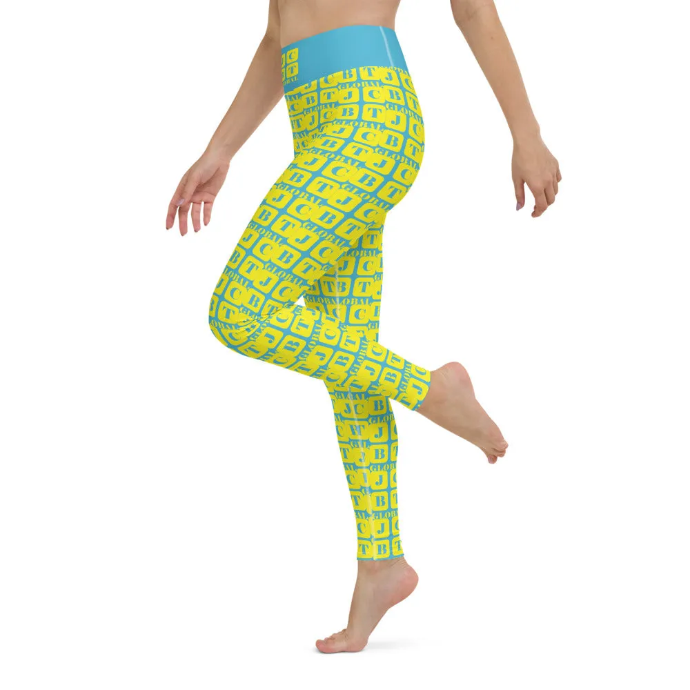 Yoga Leggings "2021-0241 Baby Blue (Yellow Logo)"