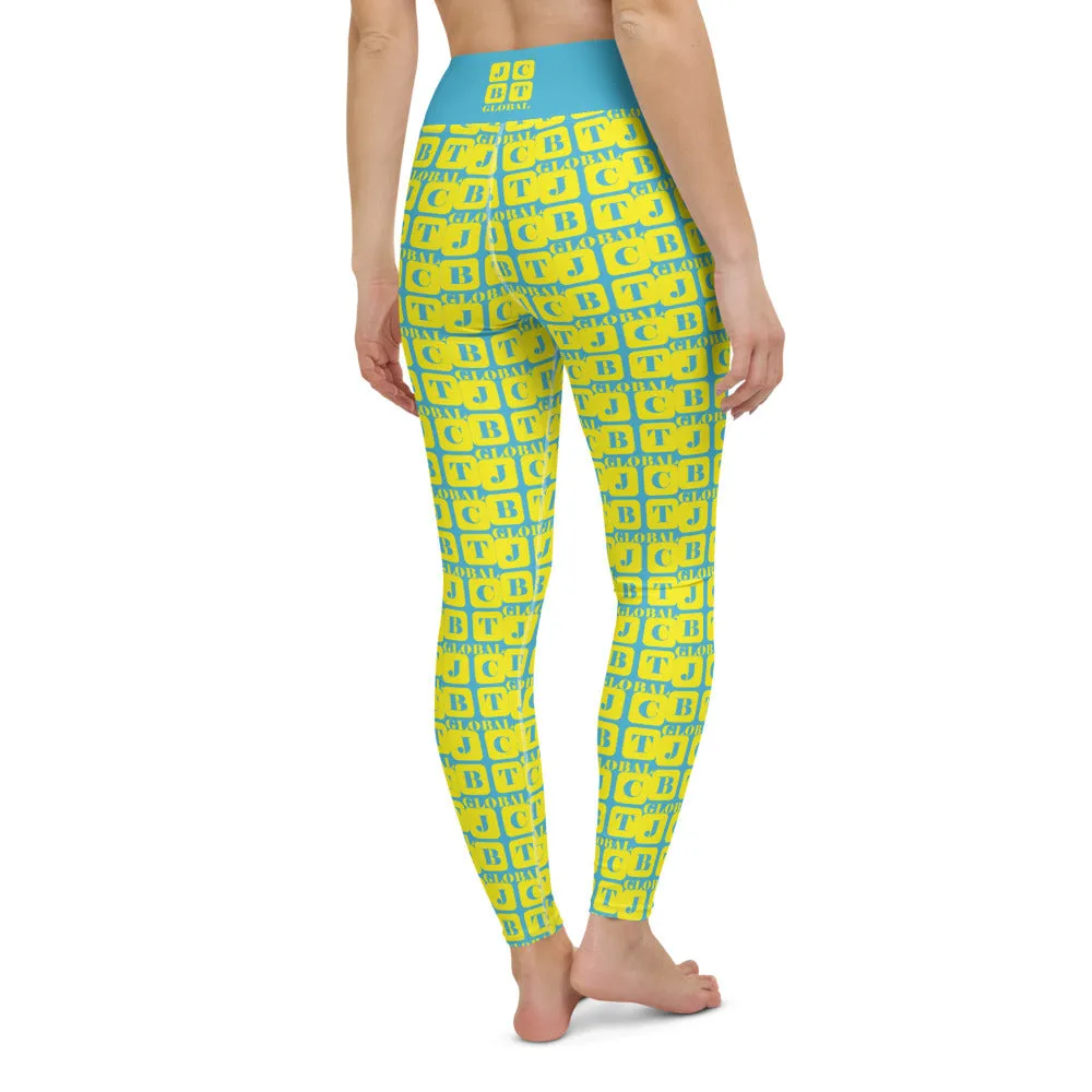 Yoga Leggings "2021-0241 Baby Blue (Yellow Logo)"