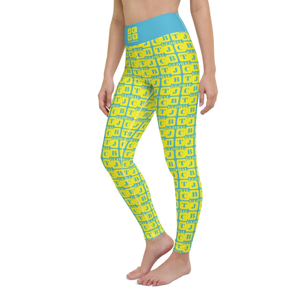 Yoga Leggings "2021-0241 Baby Blue (Yellow Logo)"