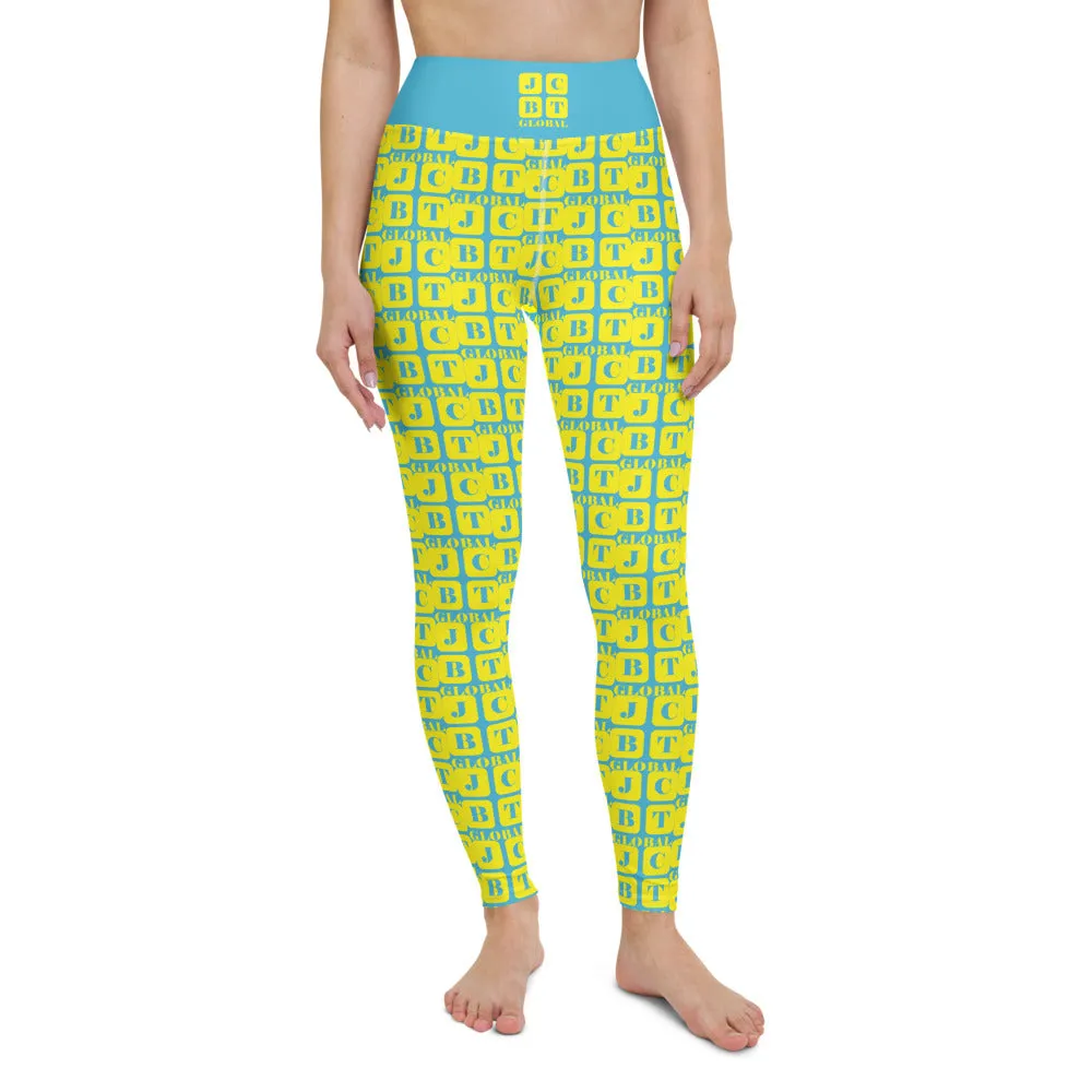 Yoga Leggings "2021-0241 Baby Blue (Yellow Logo)"