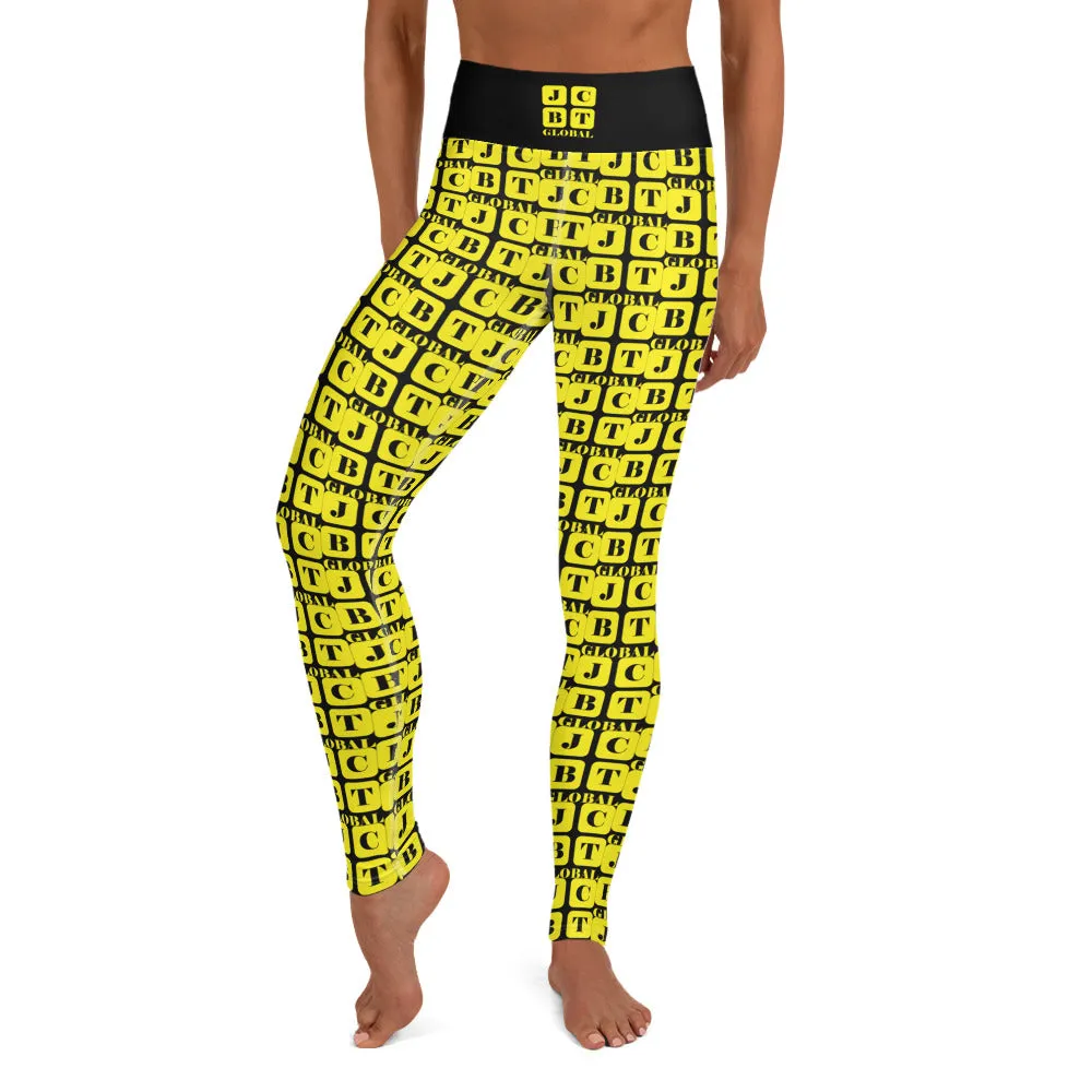 Yoga Leggings "2021-0271 Black (Yellow Logo)"