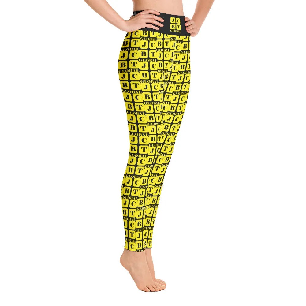 Yoga Leggings "2021-0271 Black (Yellow Logo)"