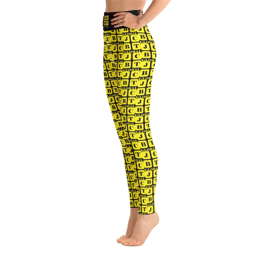 Yoga Leggings "2021-0271 Black (Yellow Logo)"