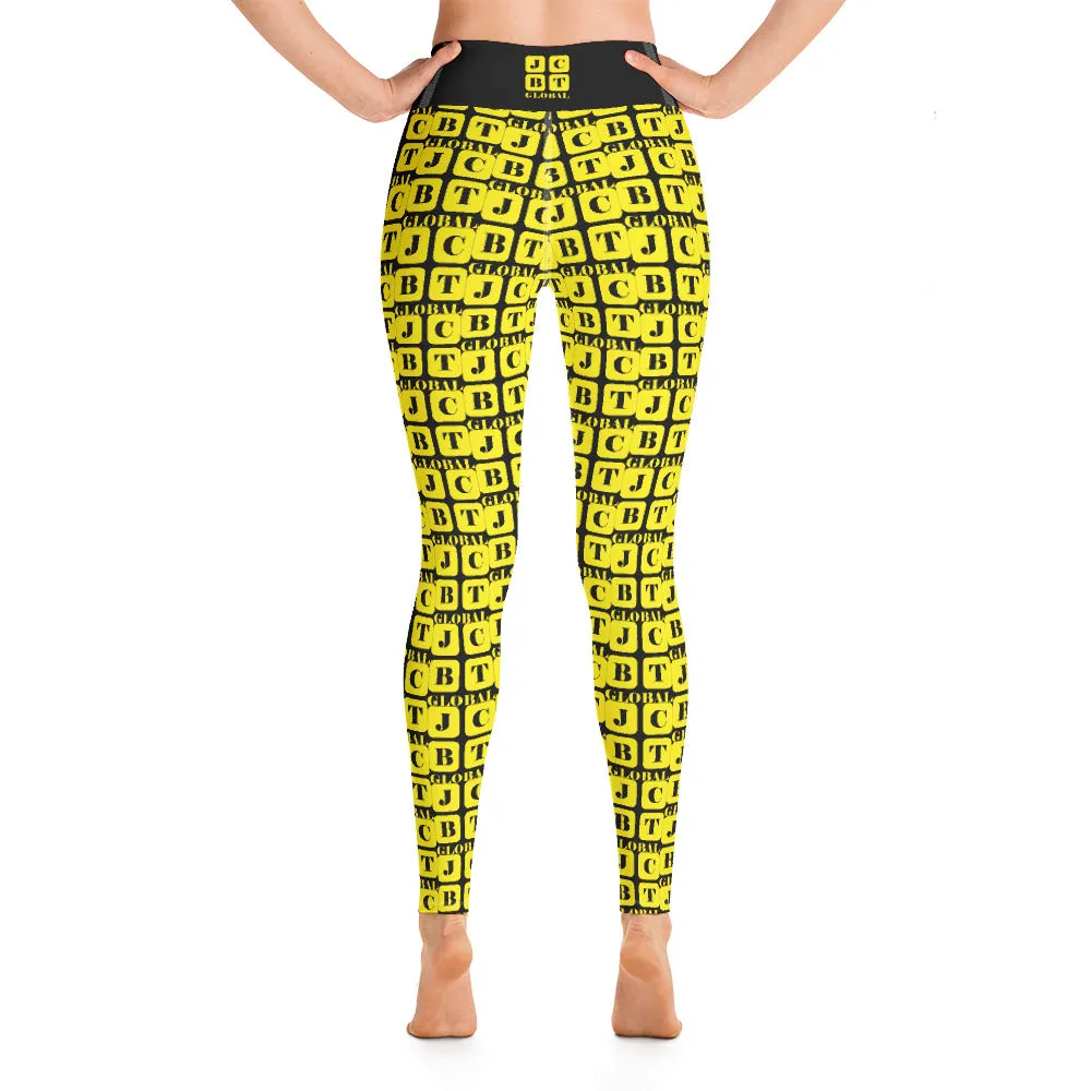 Yoga Leggings "2021-0271 Black (Yellow Logo)"