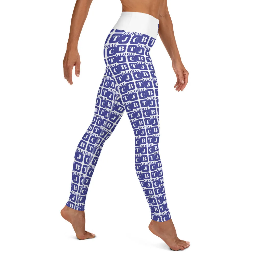 Yoga Leggings "2021-0281 White (Blue Logo)"