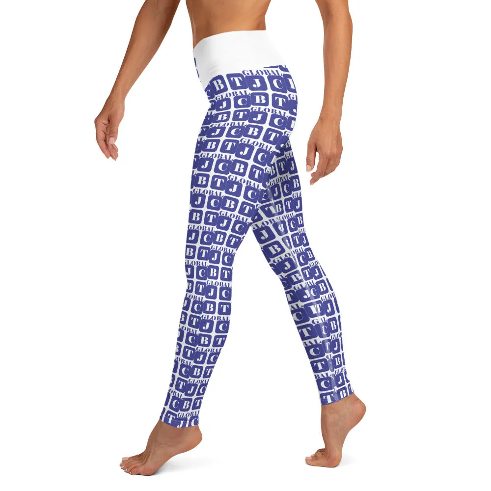 Yoga Leggings "2021-0281 White (Blue Logo)"