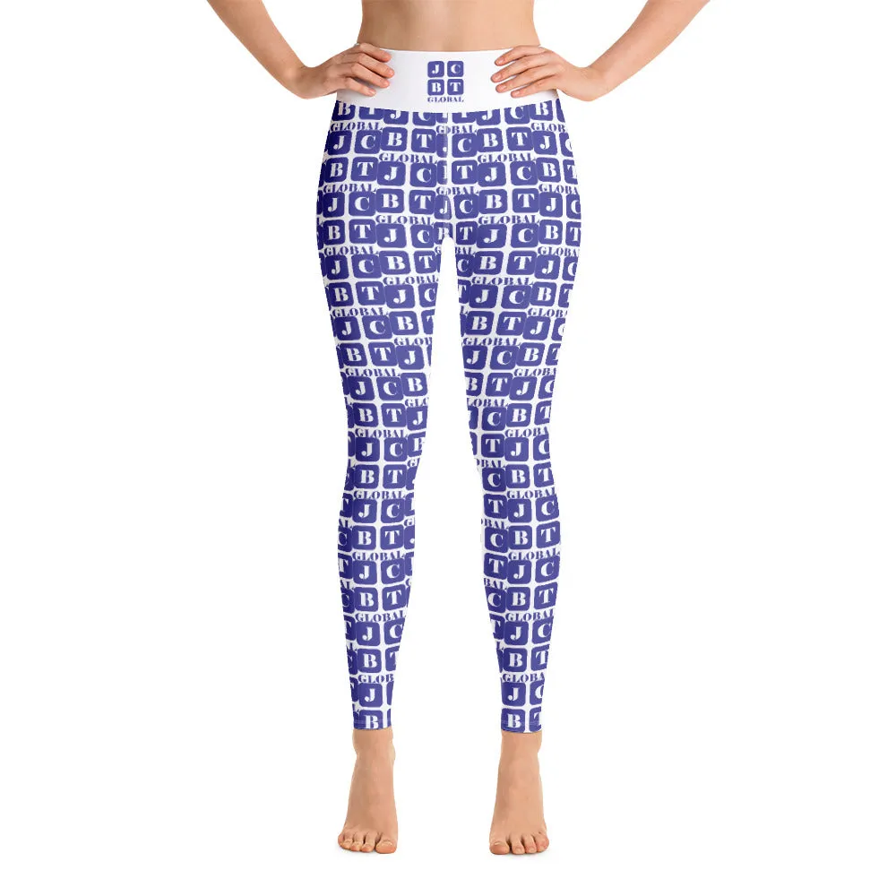 Yoga Leggings "2021-0281 White (Blue Logo)"