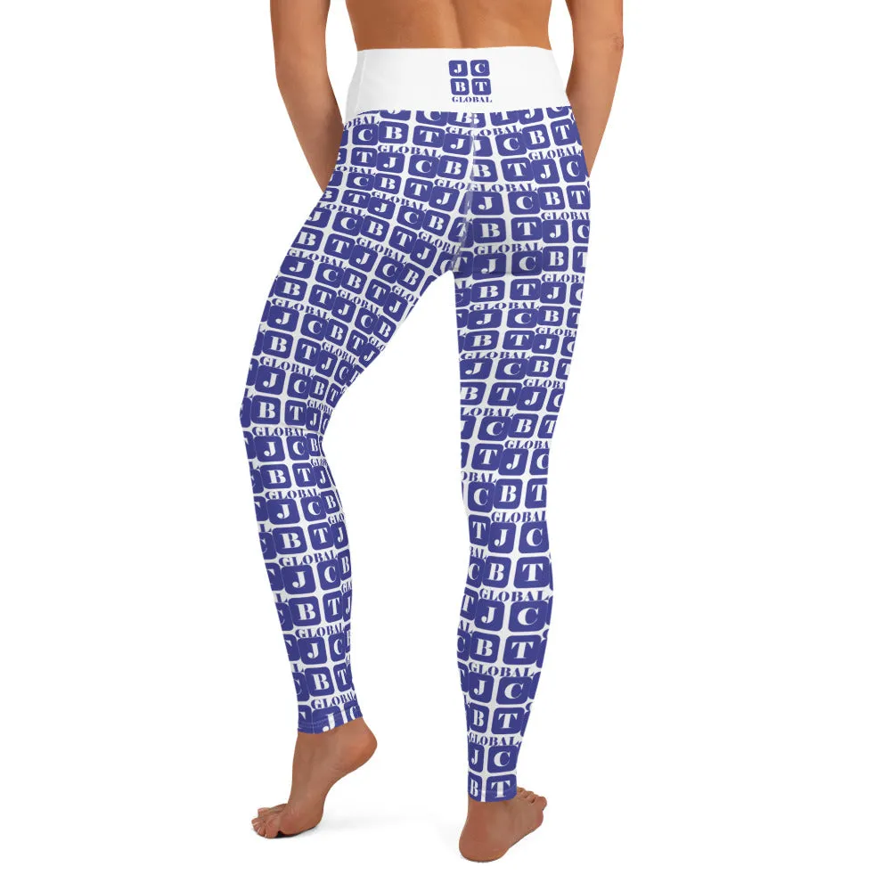 Yoga Leggings "2021-0281 White (Blue Logo)"