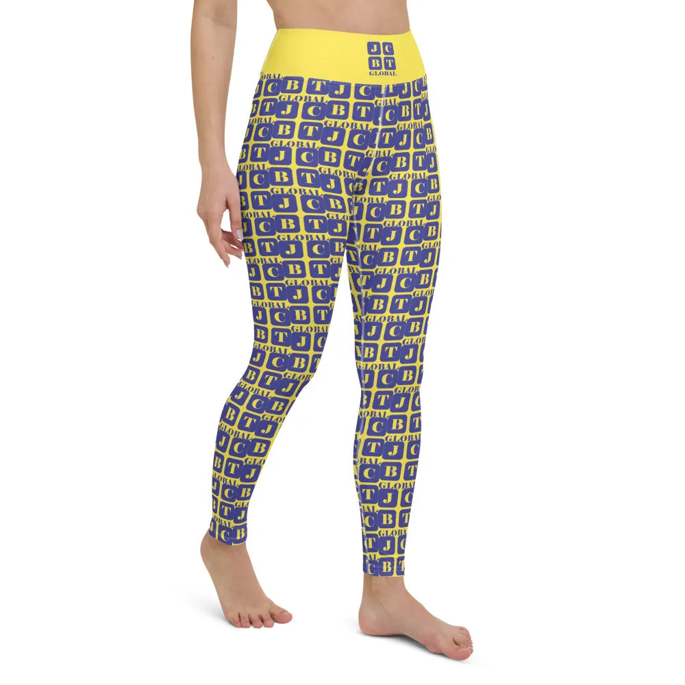 Yoga Leggings "2021-0311 Yellow (Blue Logo)"
