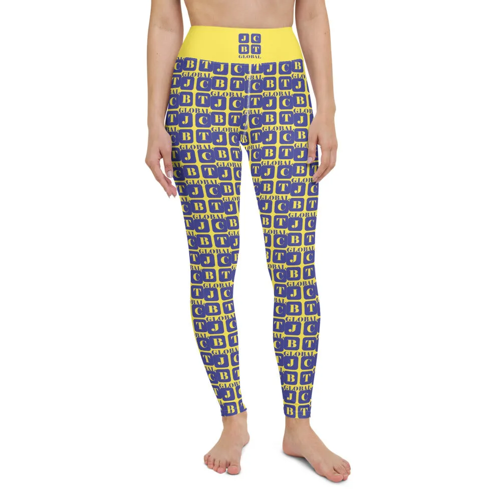 Yoga Leggings "2021-0311 Yellow (Blue Logo)"