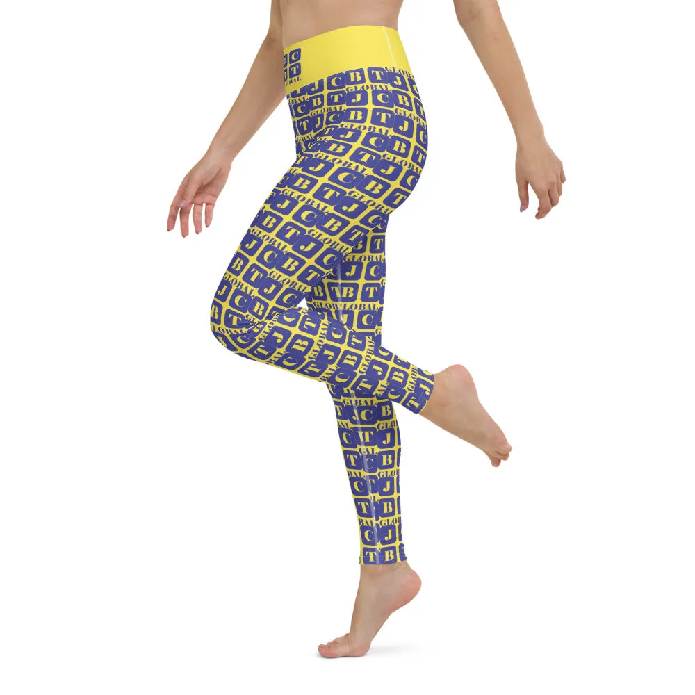Yoga Leggings "2021-0311 Yellow (Blue Logo)"