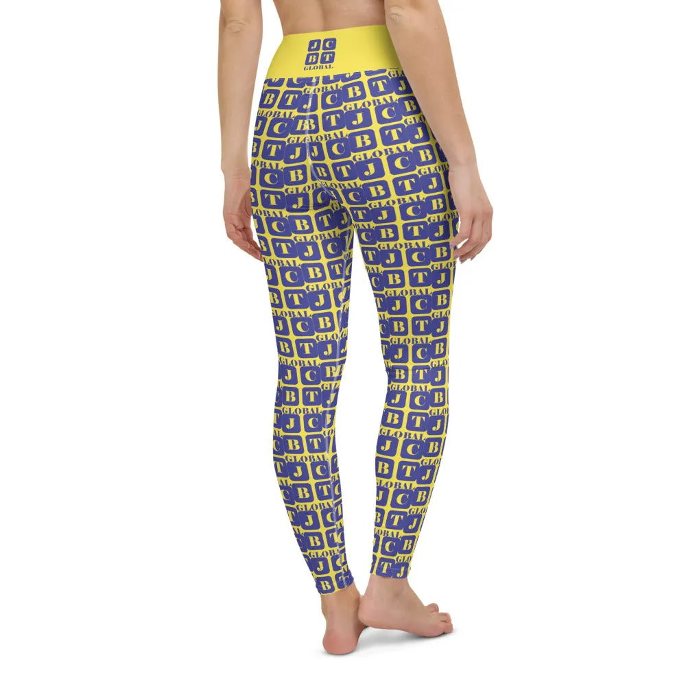 Yoga Leggings "2021-0311 Yellow (Blue Logo)"