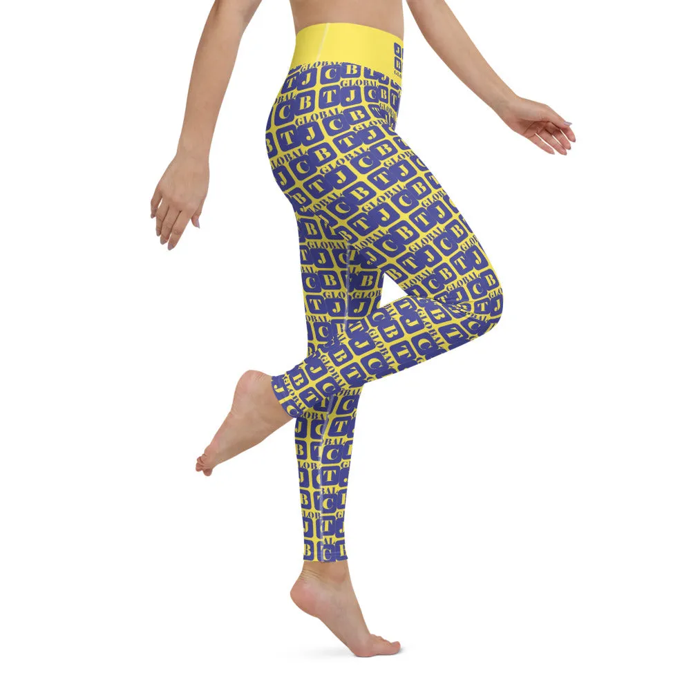 Yoga Leggings "2021-0311 Yellow (Blue Logo)"