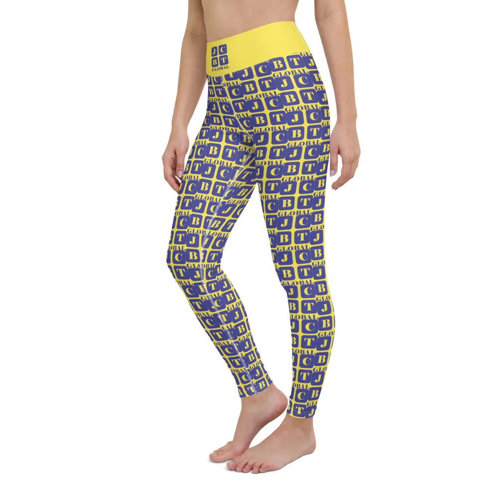 Yoga Leggings "2021-0311 Yellow (Blue Logo)"