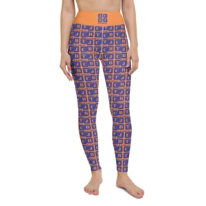 Yoga Leggings "2021-0321 Orange (Blue Logo)"