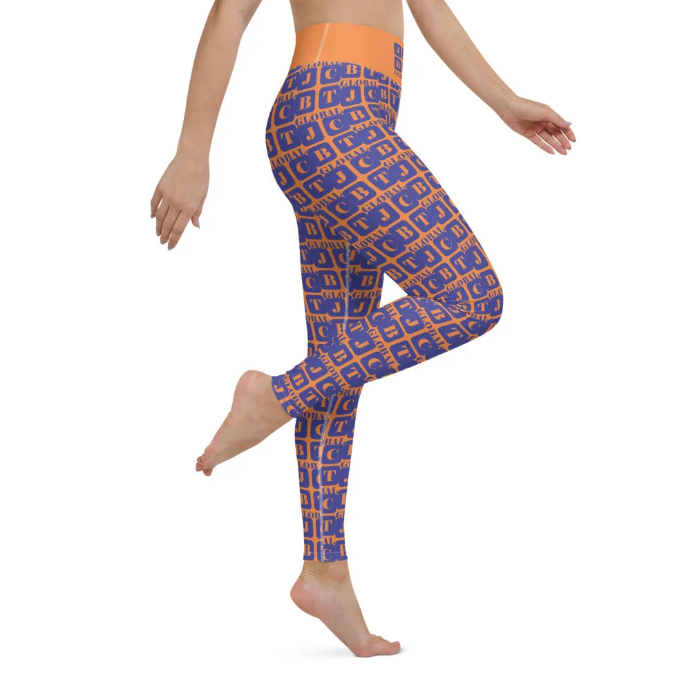 Yoga Leggings "2021-0321 Orange (Blue Logo)"