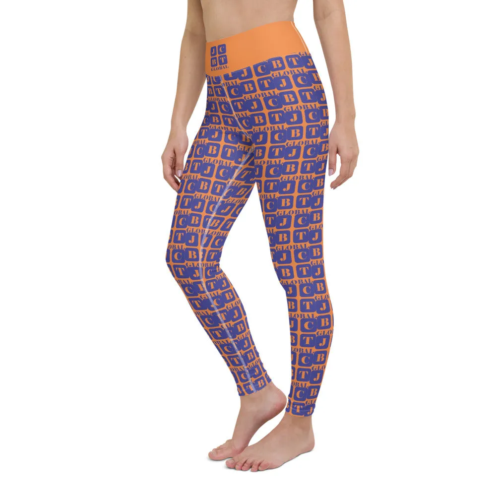 Yoga Leggings "2021-0321 Orange (Blue Logo)"