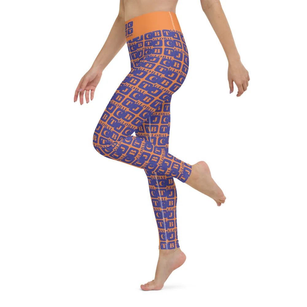 Yoga Leggings "2021-0321 Orange (Blue Logo)"