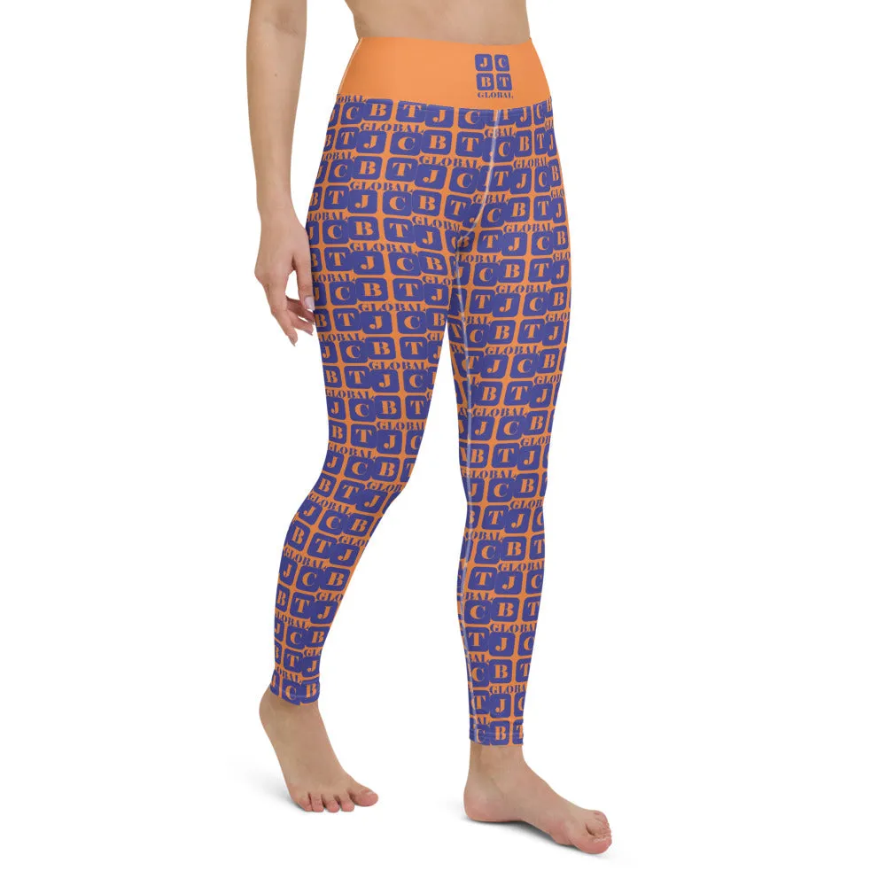 Yoga Leggings "2021-0321 Orange (Blue Logo)"