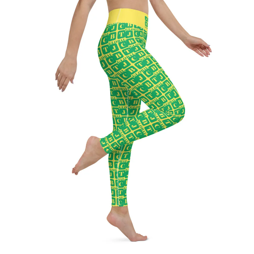 Yoga Leggings "2021-0401 Yellow (Green Logo)"