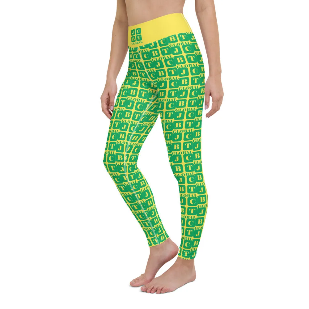 Yoga Leggings "2021-0401 Yellow (Green Logo)"