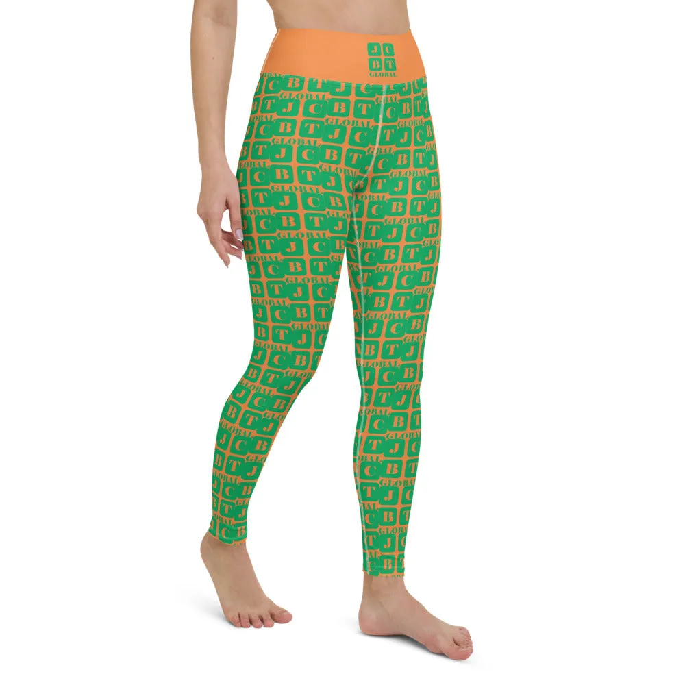 Yoga Leggings "2021-0411 Orange (Green Logo)"