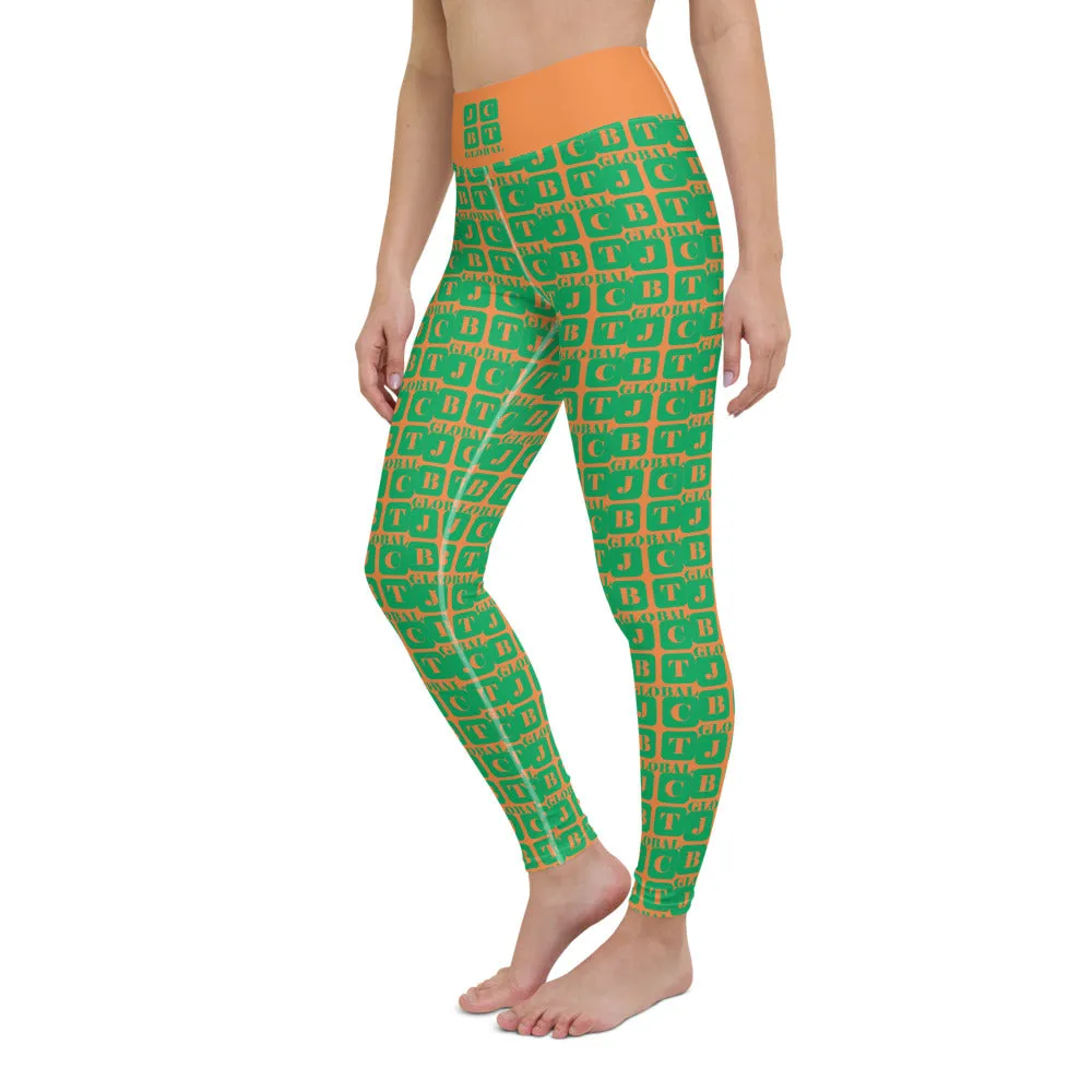Yoga Leggings "2021-0411 Orange (Green Logo)"