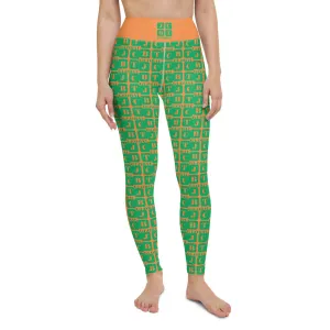 Yoga Leggings "2021-0411 Orange (Green Logo)"