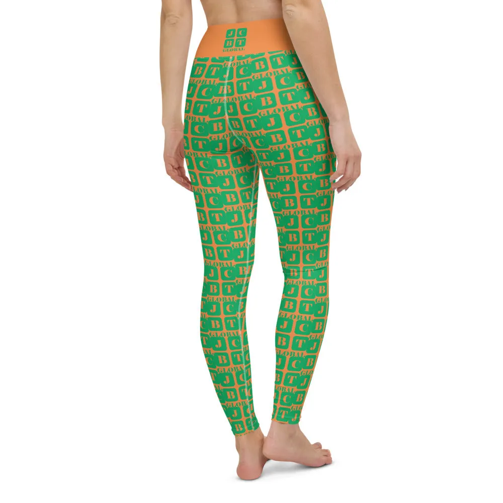 Yoga Leggings "2021-0411 Orange (Green Logo)"