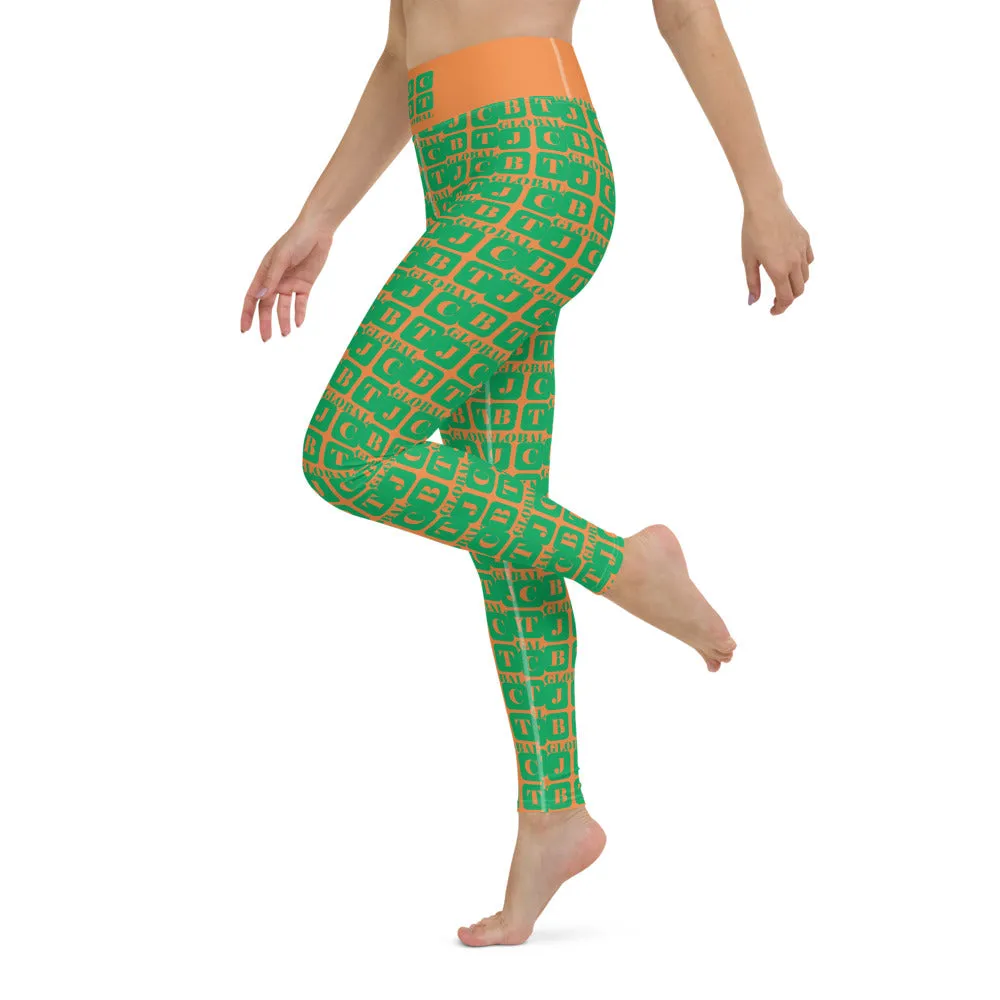 Yoga Leggings "2021-0411 Orange (Green Logo)"