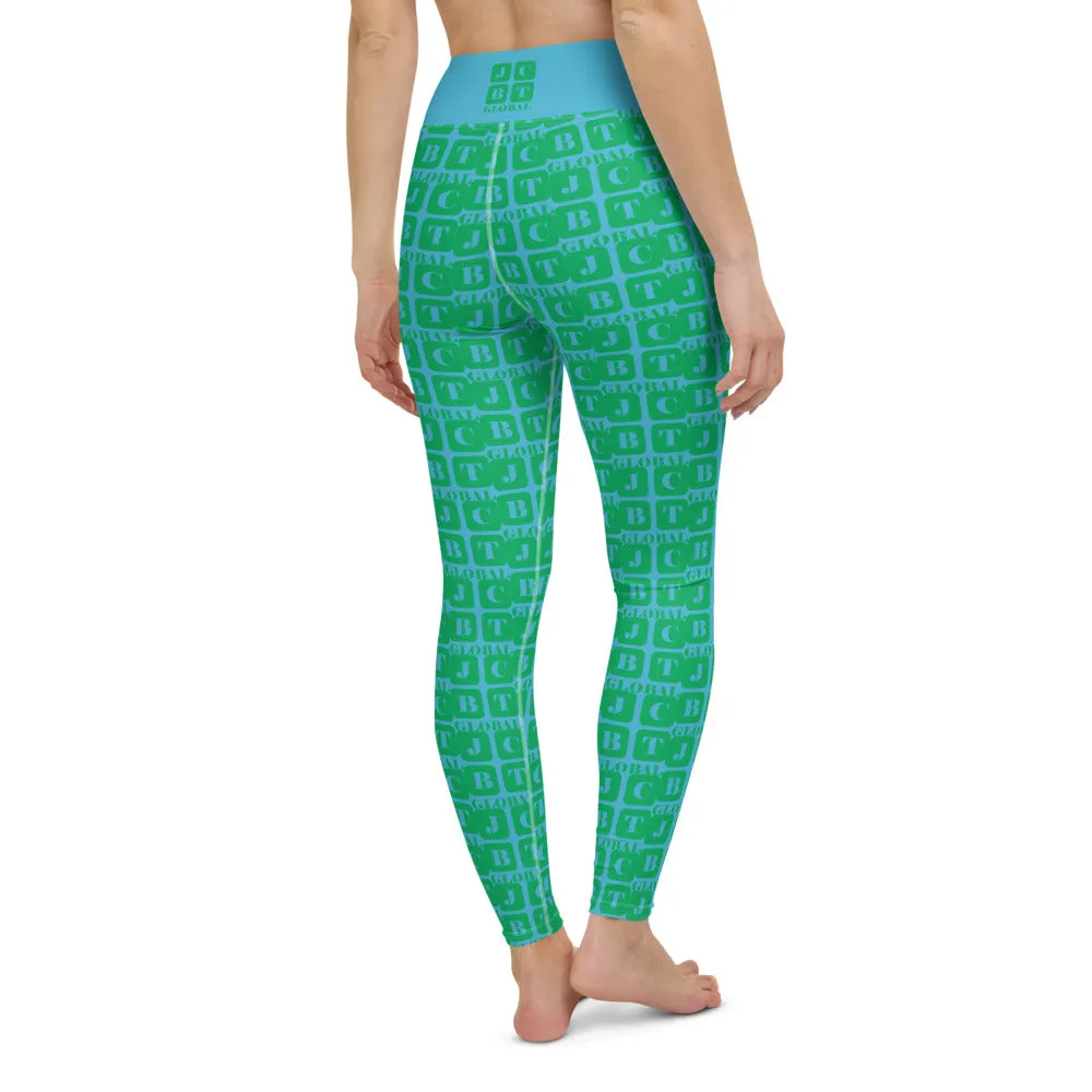 Yoga Leggings "2021-0421 Baby Blue (Green Logo)"