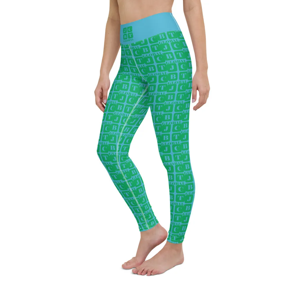 Yoga Leggings "2021-0421 Baby Blue (Green Logo)"