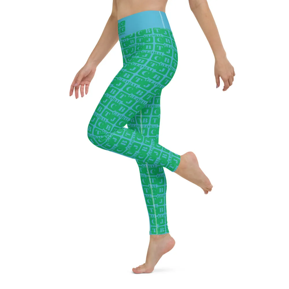 Yoga Leggings "2021-0421 Baby Blue (Green Logo)"