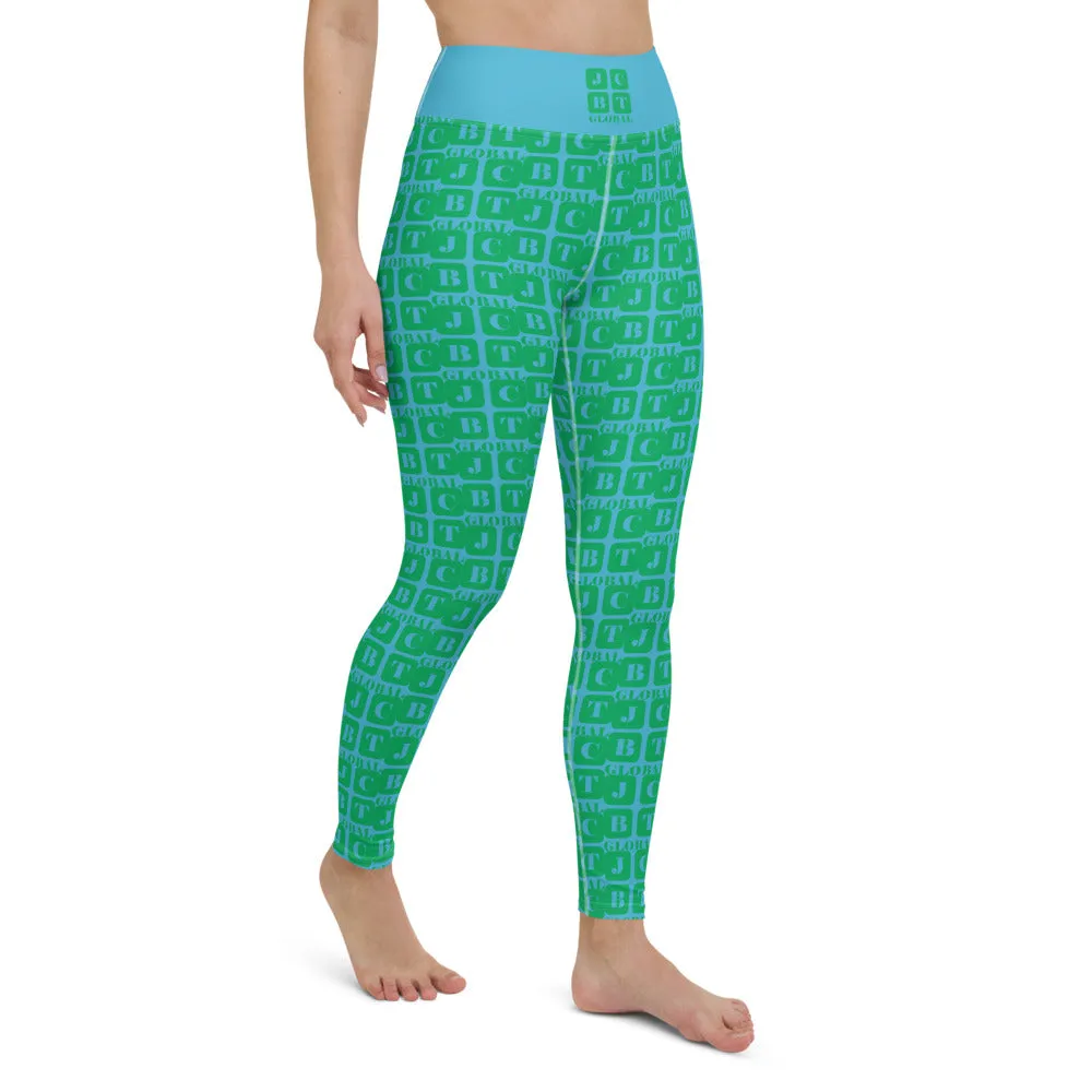 Yoga Leggings "2021-0421 Baby Blue (Green Logo)"