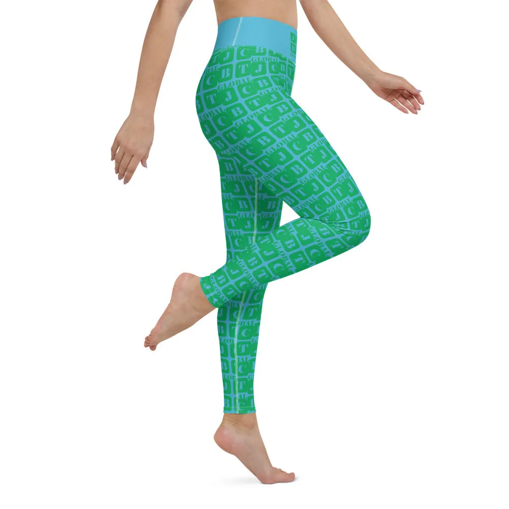 Yoga Leggings "2021-0421 Baby Blue (Green Logo)"